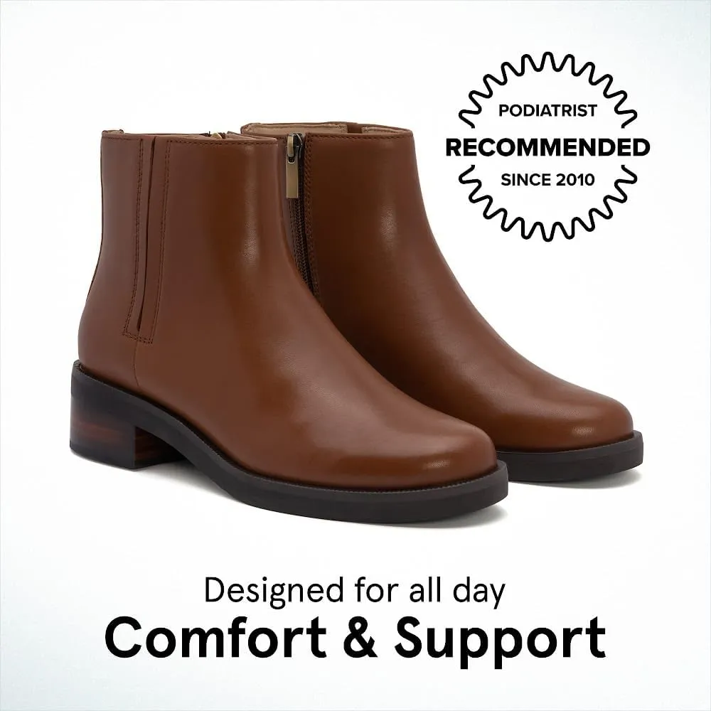 ABEO Traverse Ankle Booties for Women | Fall Boots for Women | Water Resistant Leather | Built-In Orthotic Insole