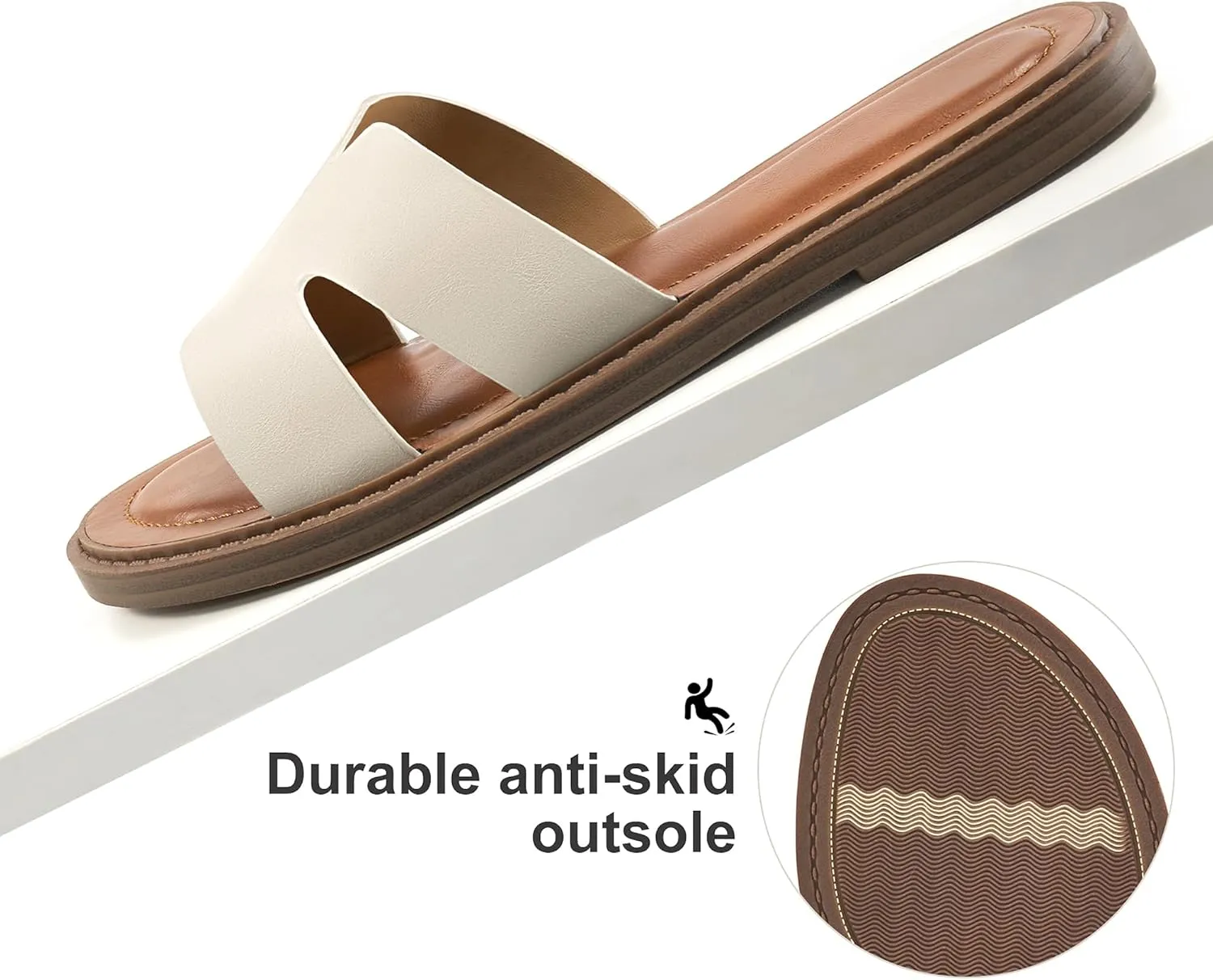 Ablanczoom Flat Sandals for Women Slides: Comfortable Slip On Womens Flats Shoes Dressy Summer Casual Beach Sandal 2025