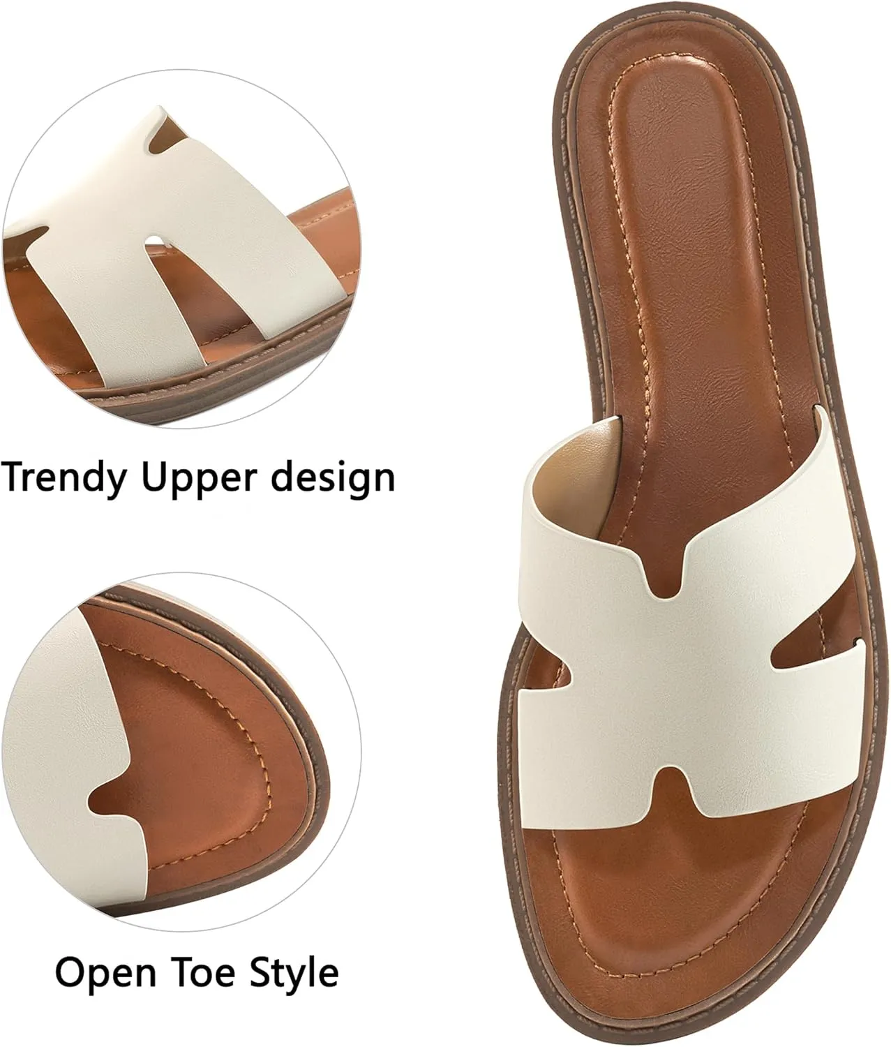Ablanczoom Flat Sandals for Women Slides: Comfortable Slip On Womens Flats Shoes Dressy Summer Casual Beach Sandal 2025