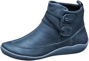 Ankle Booties for Women Flat Heel, Women’s Ankle Boots Fashion Lace-up Waterproof Shoes Vintage Booties Low Heel Arch Support