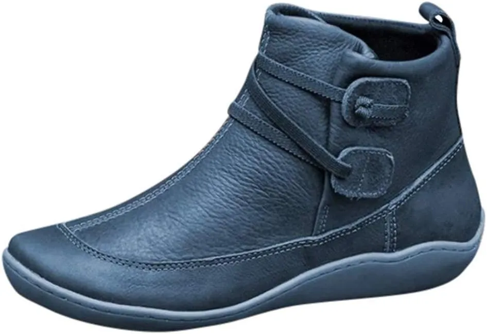 Ankle Booties for Women Flat Heel, Women’s Ankle Boots Fashion Lace-up Waterproof Shoes Vintage Booties Low Heel Arch Support