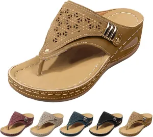 Avylays Orthopedic Sandals for Women Breathable Mesh Hollow Sports Sandals Wedge Heel Flip Flops Summer Casual Slides