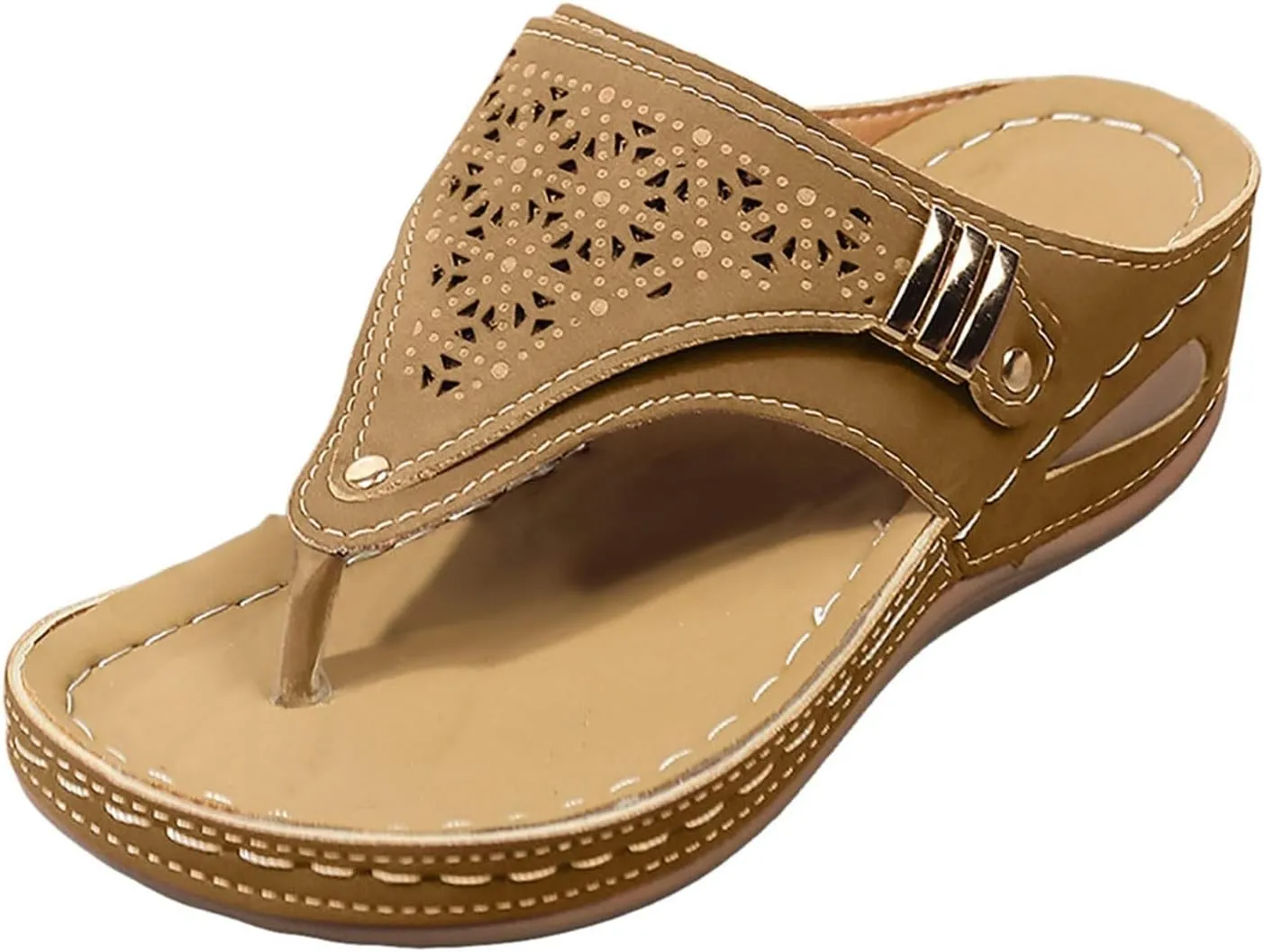 Avylays Orthopedic Sandals for Women Breathable Mesh Hollow Sports Sandals Wedge Heel Flip Flops Summer Casual Slides