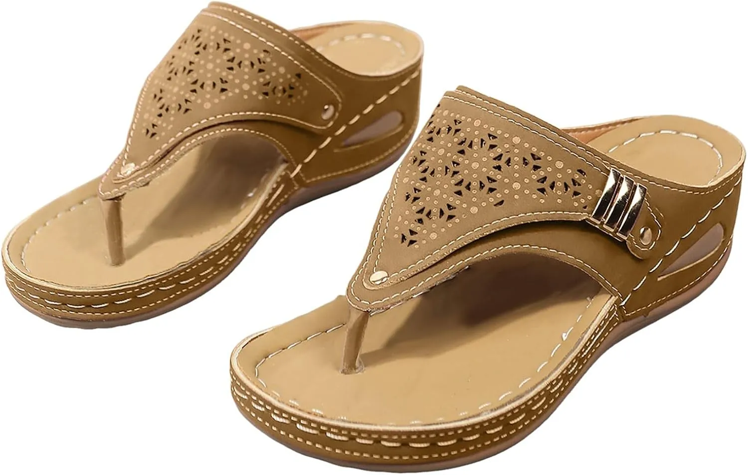 Avylays Orthopedic Sandals for Women Breathable Mesh Hollow Sports Sandals Wedge Heel Flip Flops Summer Casual Slides