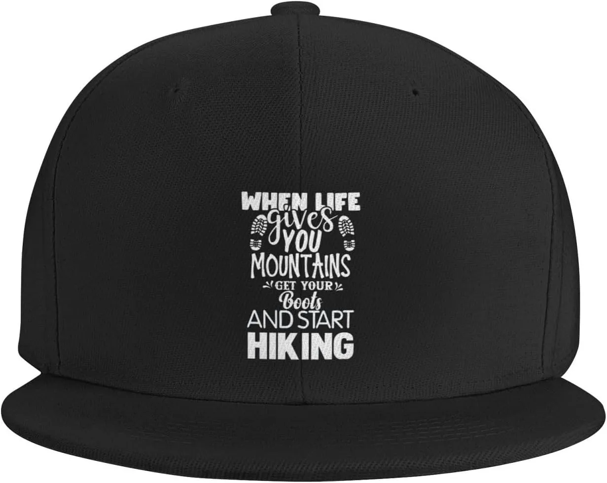 Baseball Cap When Life Gives You Mountains Put Your Boots On1 Vintage Adjustable Sports Hats Outdoor Caps Black