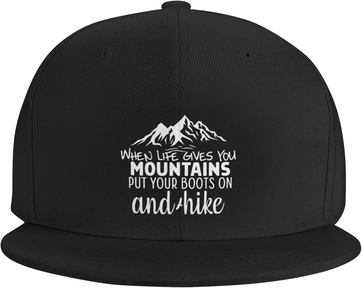 Baseball Cap When Life Gives You Mountains Put Your Boots On2 Vintage Adjustable Sports Hats Outdoor Caps Black