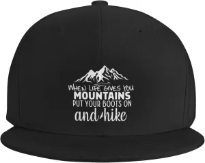 Baseball Cap When Life Gives You Mountains Put Your Boots On2 Vintage Adjustable Sports Hats Outdoor Caps Black