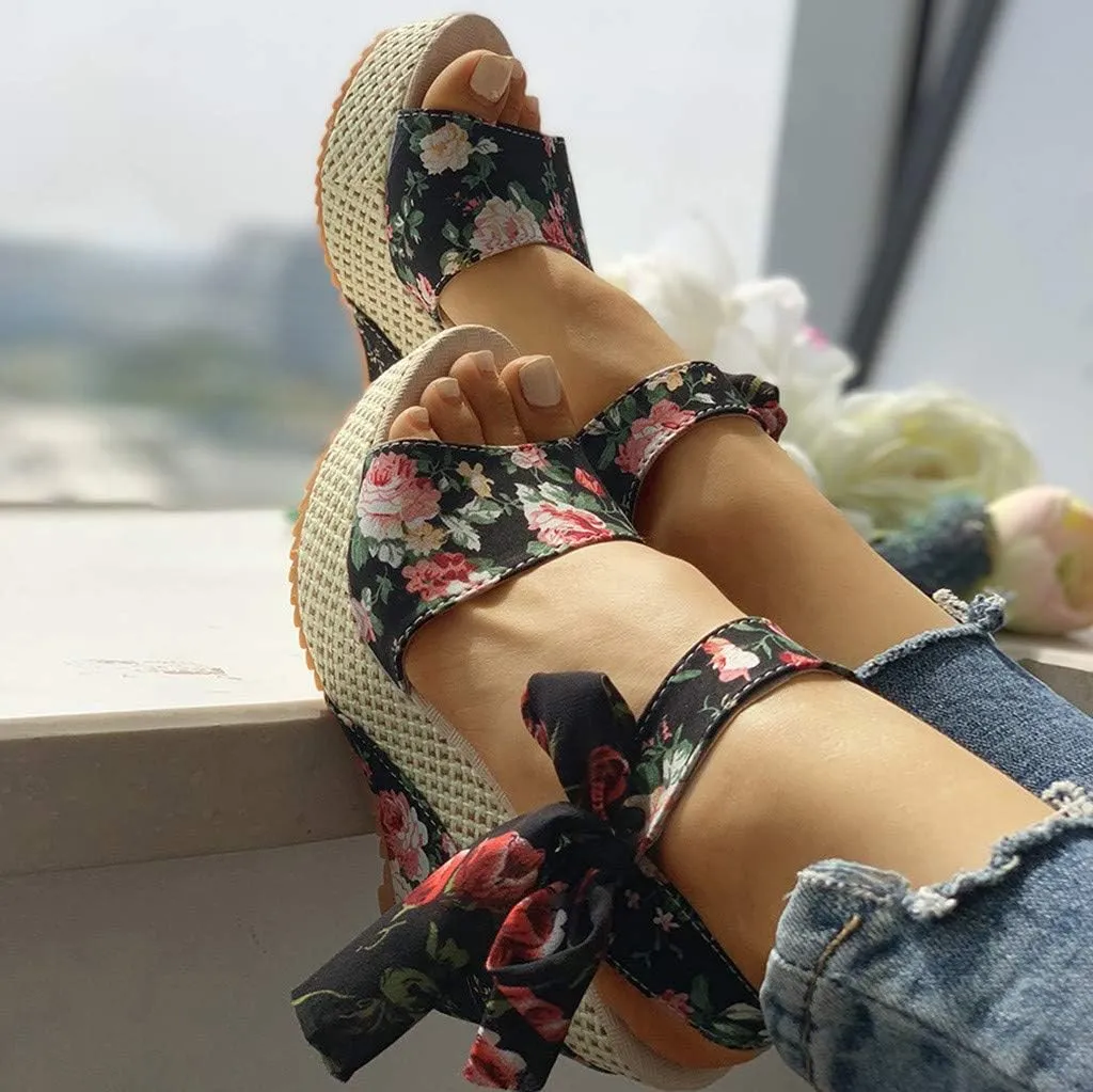 Black Sandals Women Dressy,Womens High Retro Sandals Open Toe Lace Up Platform Heels Shoes Wedges Sandals