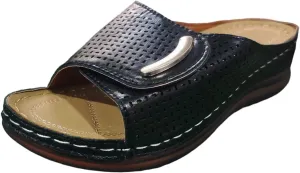 CsgrFagr Ladies Summer Fashion Solid Colour Hollow Out Open Toe Breathable Slope Heel Outside Wear Beach Large Size Hot Women (Black, 8)