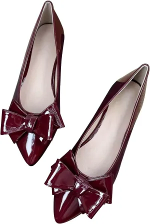 Dear Time Women's Casual Flats Bowknot Pointed Toe Ballet Flats Dressy Bridal Shoes Slip Ons Loafers for Women Comfortable Shoes