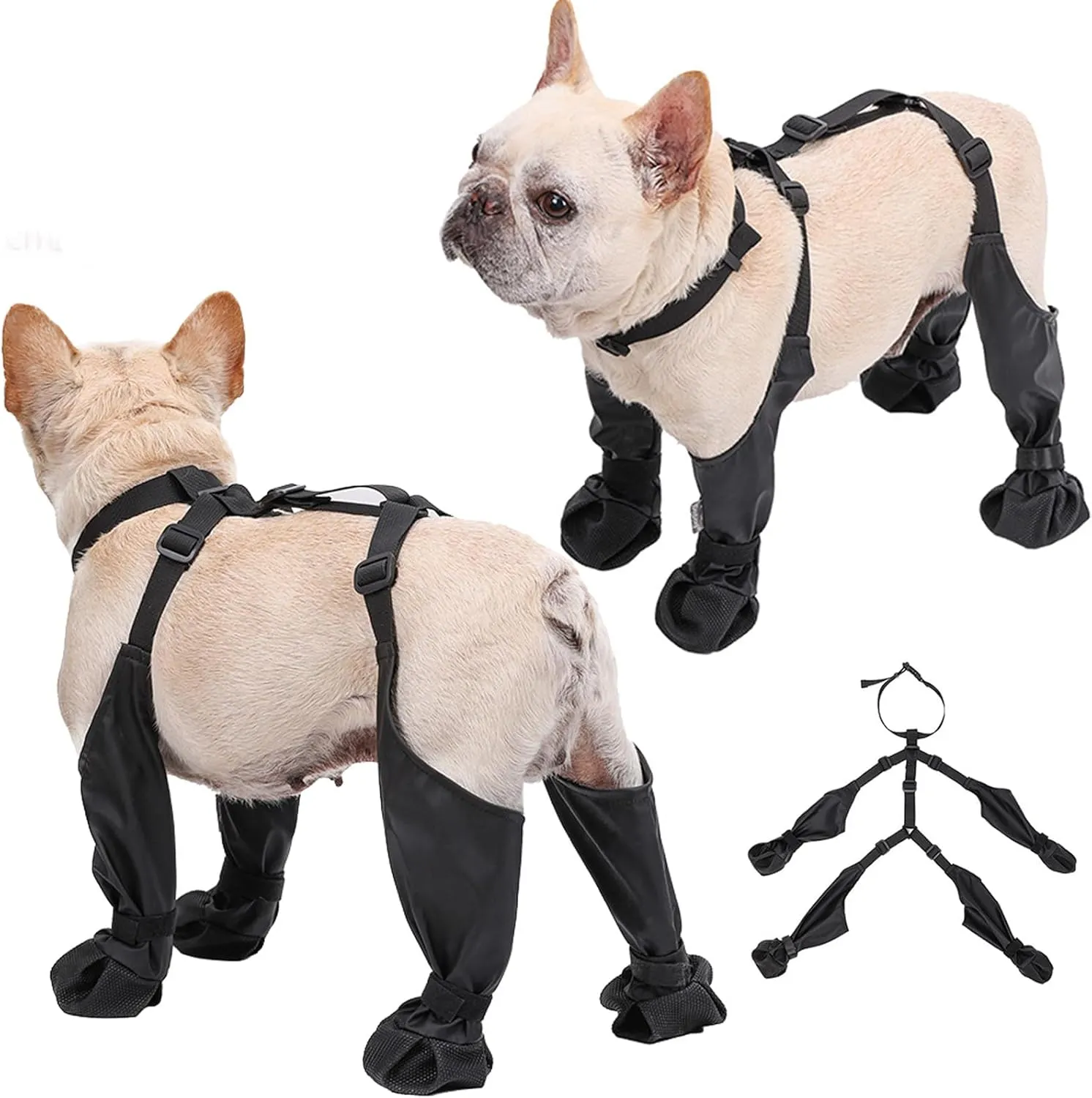 Dog Boots Waterproof for Winter - Anti-Slip Paw Shoes for Snow & Rain | Non-Slip Reflective Pet Boots with Adjustable Straps, Small/Medium Dogs