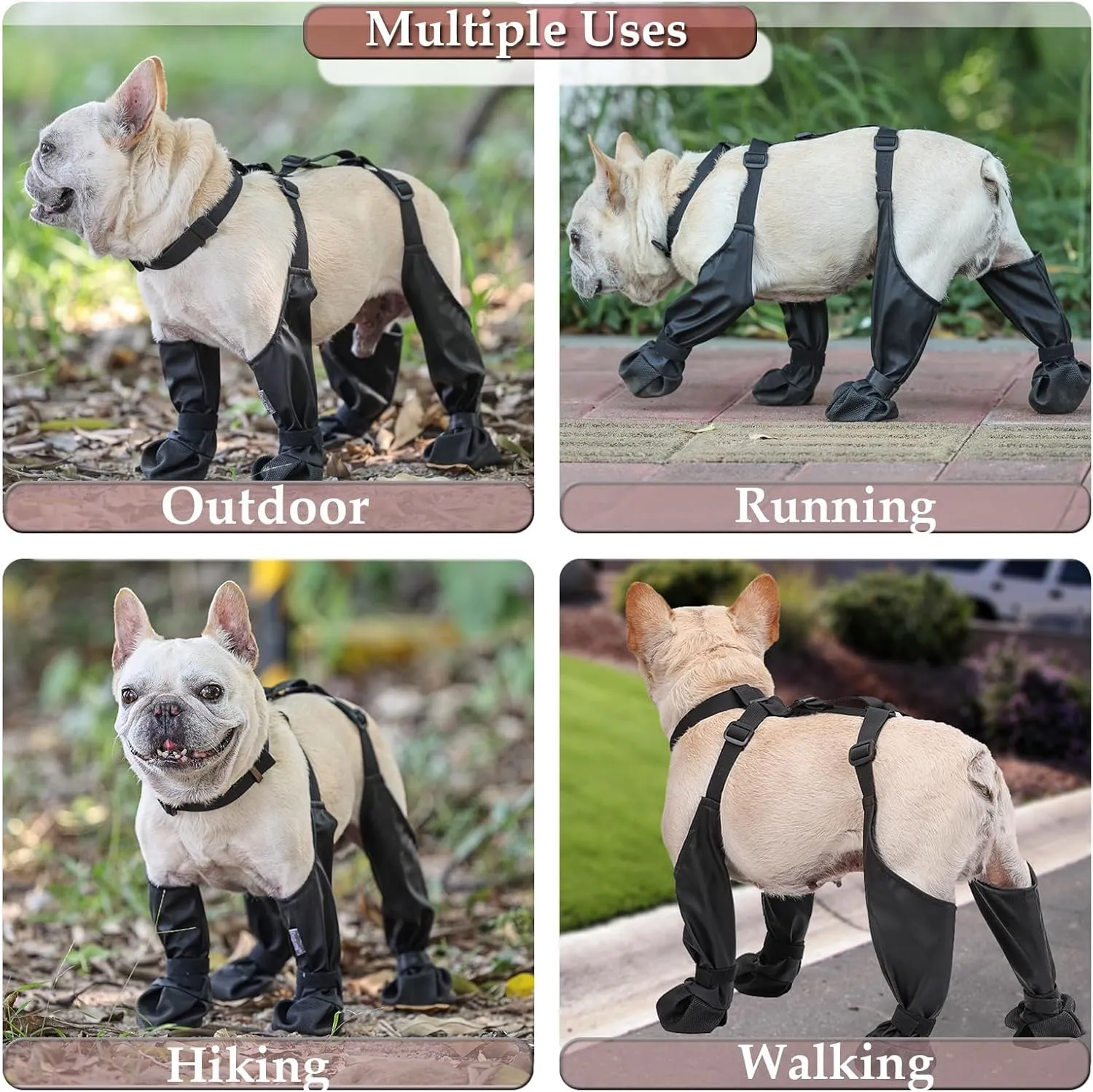 Dog Boots Waterproof for Winter - Anti-Slip Paw Shoes for Snow & Rain | Non-Slip Reflective Pet Boots with Adjustable Straps, Small/Medium Dogs