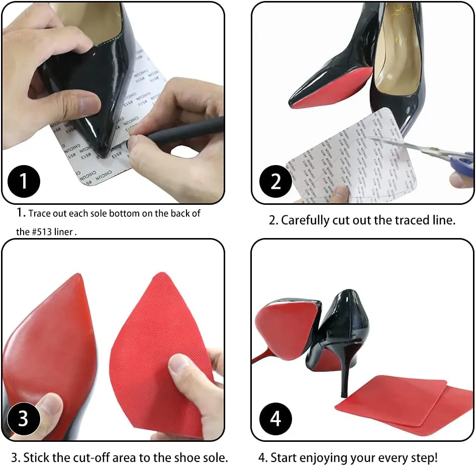 Dr. Foot Shoe Sole Protectors for high-Heels, Self Adhesive Silicone Non-Slip Shoes Cover Bottoms for Women