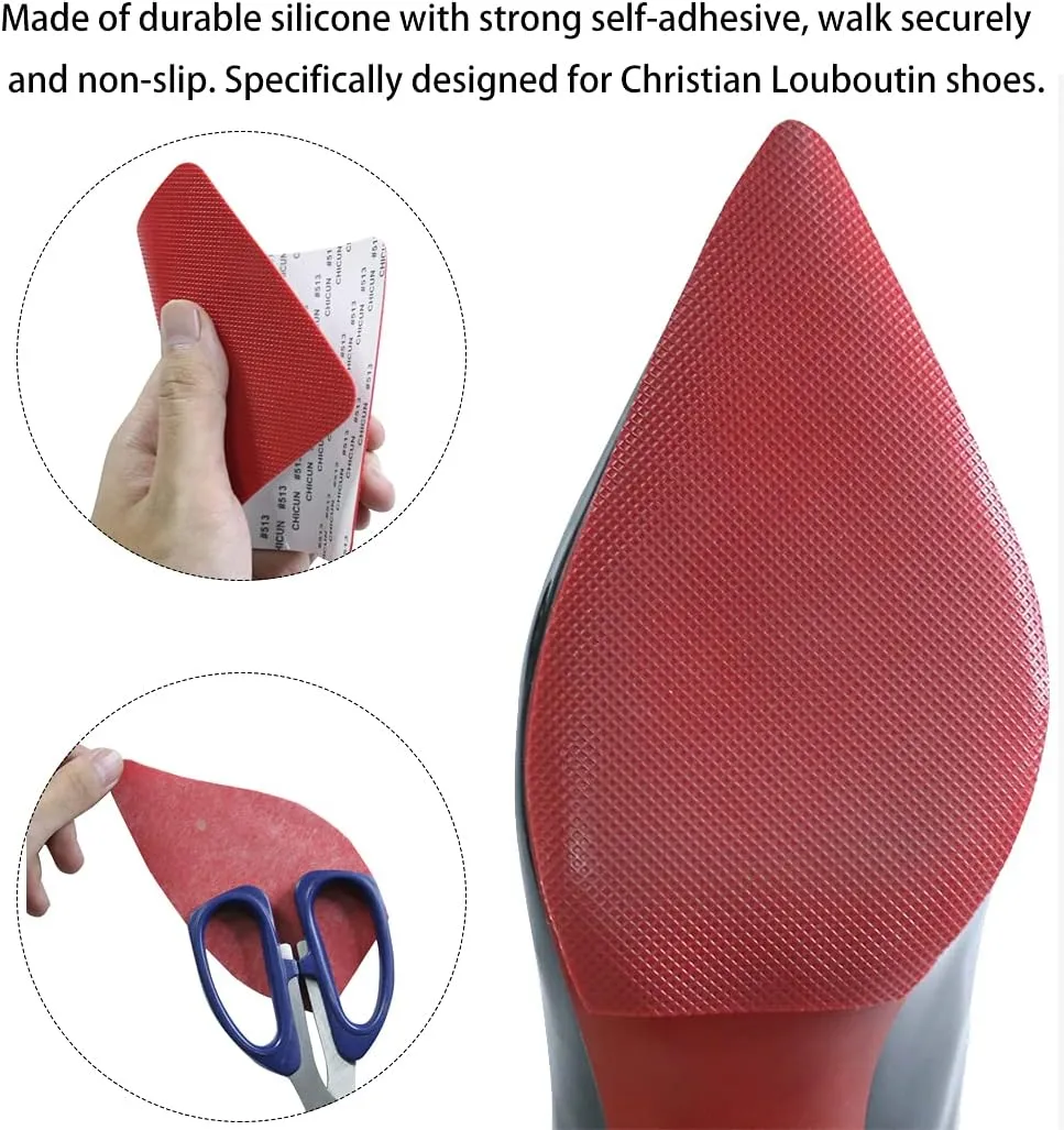 Dr. Foot Shoe Sole Protectors for high-Heels, Self Adhesive Silicone Non-Slip Shoes Cover Bottoms for Women