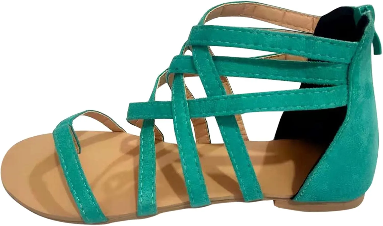 Dressy Flat Sandals for Women Criss Cross Flip Flops Anti-Slip Gladiator Solid Color Beach Falt Flat Sandals Women