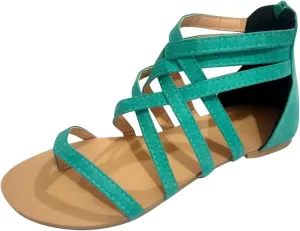 Dressy Flat Sandals for Women Criss Cross Flip Flops Anti-Slip Gladiator Solid Color Beach Falt Flat Sandals Women