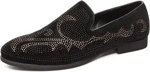 Easy to Put and Remove Loafer Shoes for Men Shiny Prom Loafer Shoes PU Leather Resistant Flexible Flat Heel Driving Slip On for All Occasions (Color : Black, Size : 9)