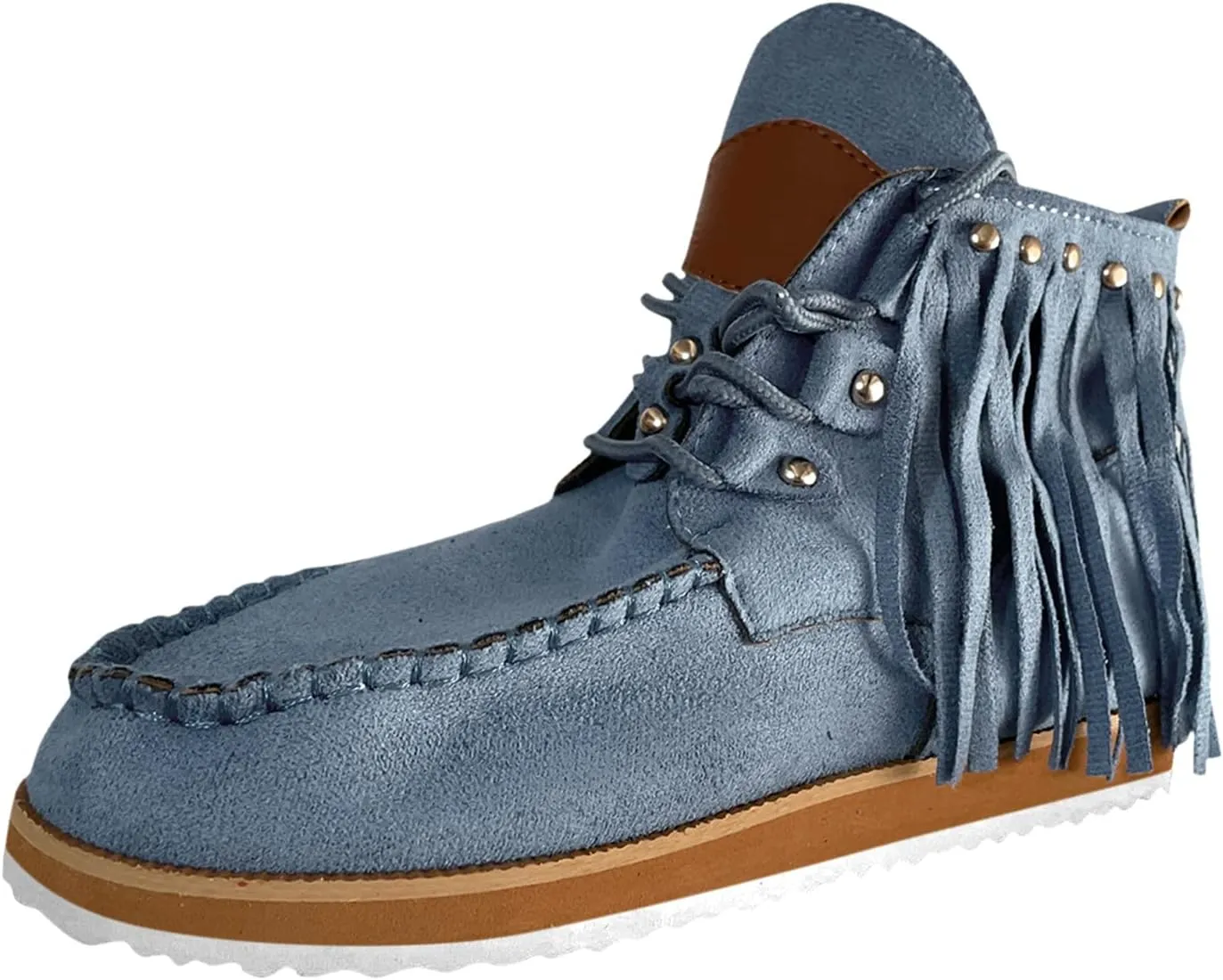 Eduavar Cowboy Boots for Women Cowboy Style, Cowgirl Boots Women Retro Tassel Boots Shoes Cowgirl Square Toe Lace Up Boots
