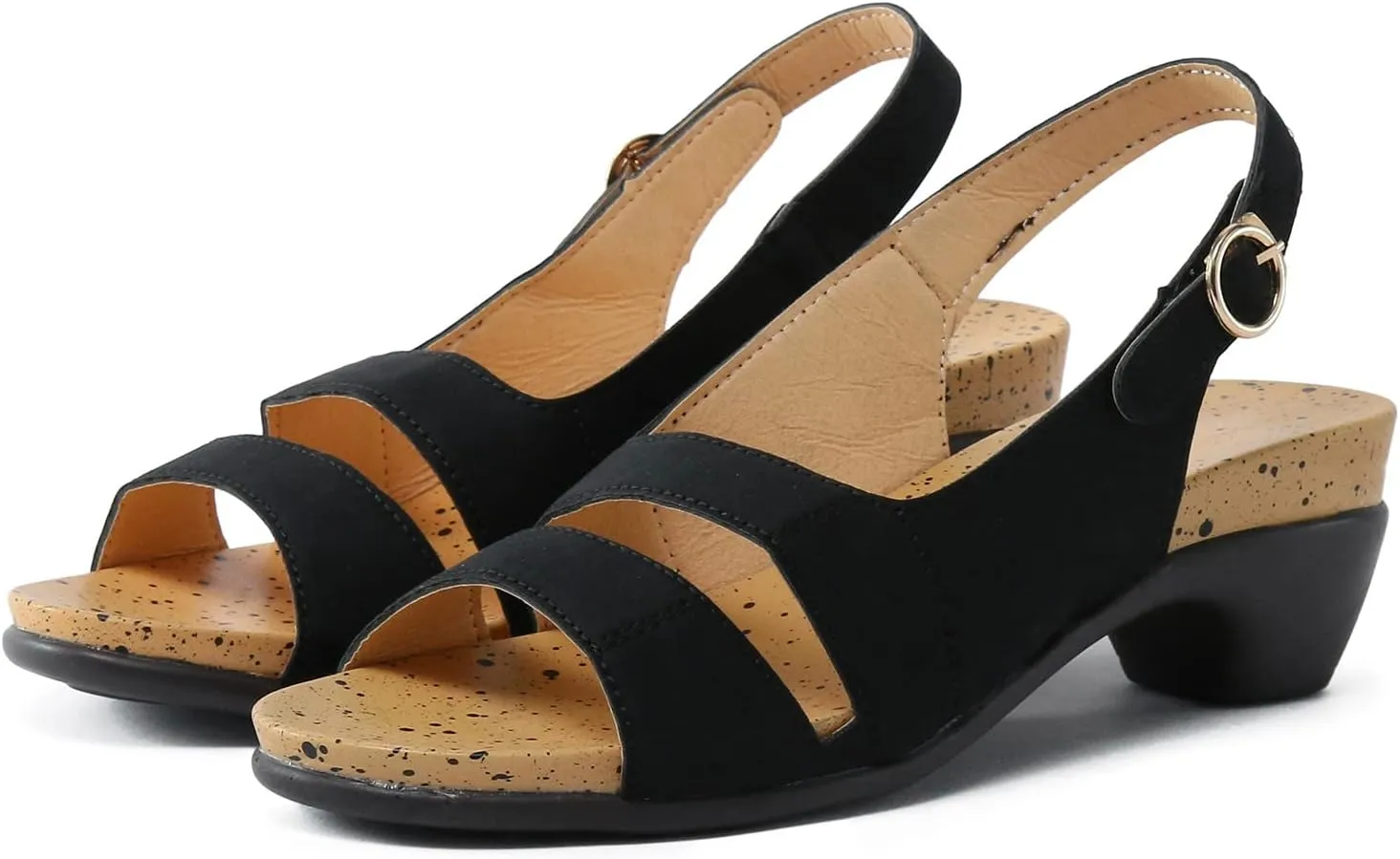 Eduavar Orthopedic Sandals for Women, Womens Sandals Orthopedic Sandals Dressy Open Toe Low Heel Sandals with Ankle Strap