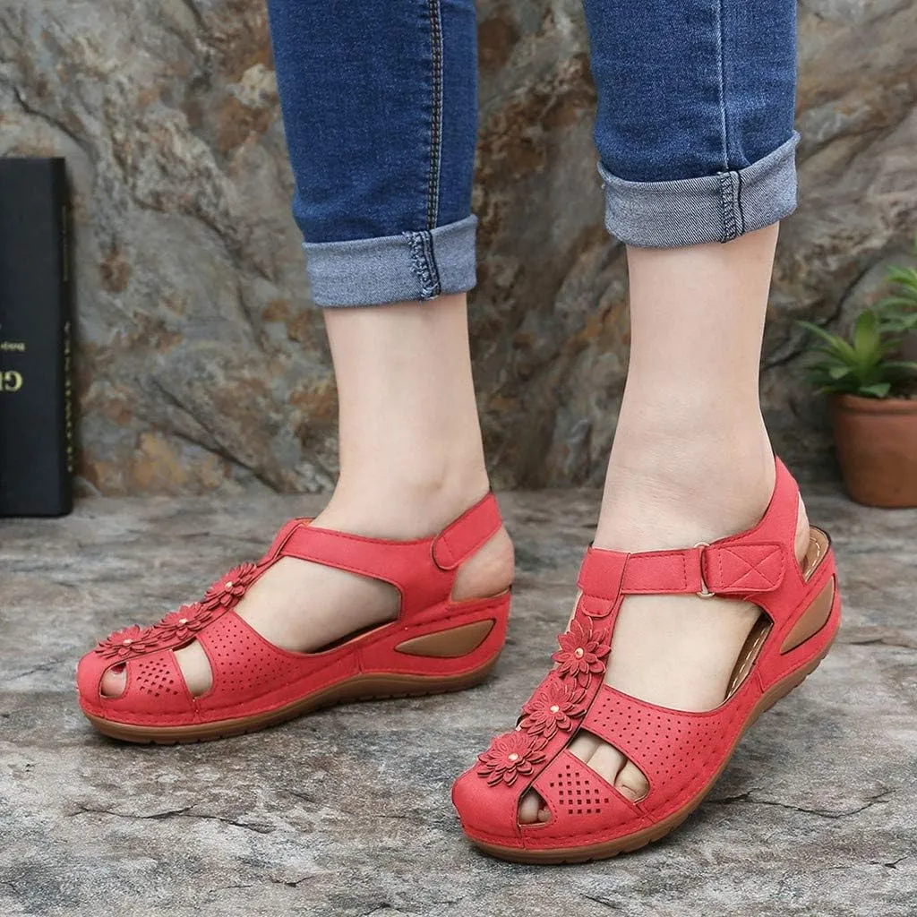 Eduavar Sandals for Women Dressy Summer, Womens Sandals Dressy Hollow Sole Platform Sandals Summer Round Toe Outdoor Shoes