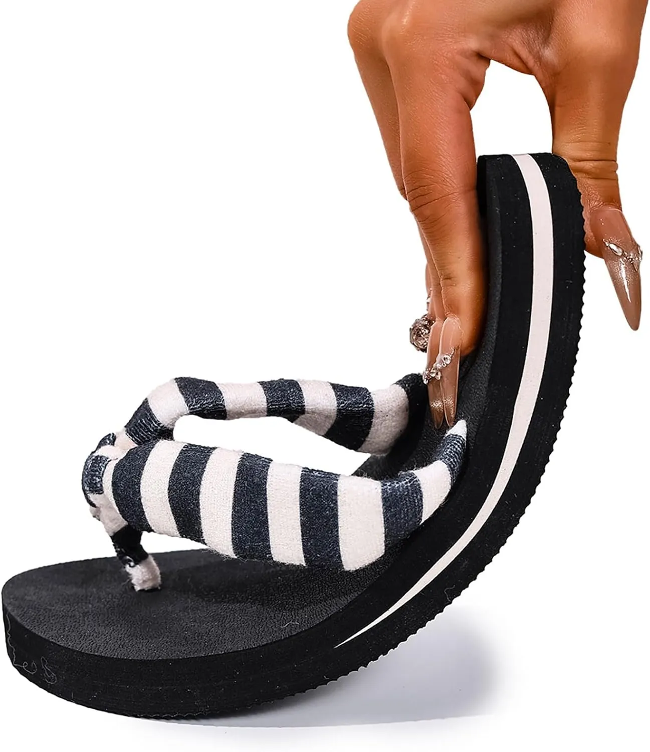Eduavar Womens Sandals Summer Slip On Yoga Foam Comfortable Flip Flops with Arch Support Non-Slip Walking Thong Slippers