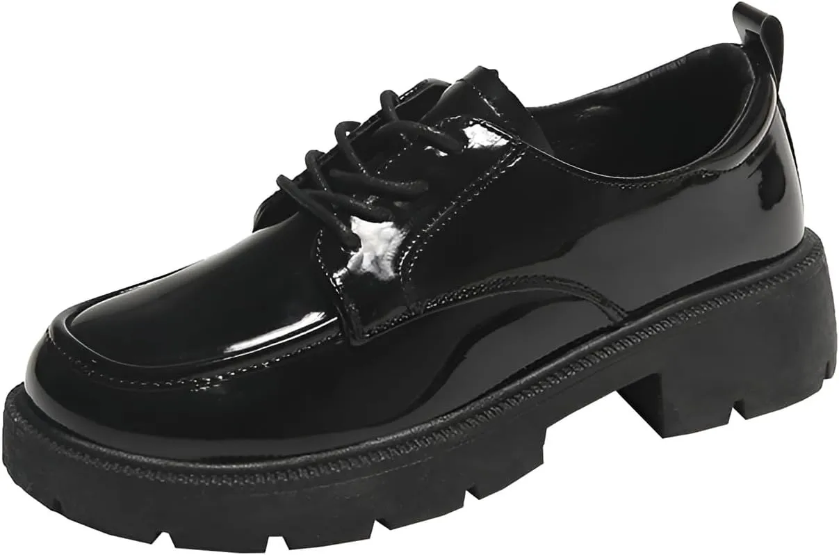 Ellniges]Platform Loafers for Women Students - Waterproof Ox Sl Shoes, 4cm Thi Sole Non-Slip Walking Shoes, Litweit Footwr