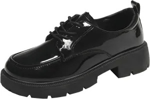 Ellniges]Platform Loafers for Women Students - Waterproof Ox Sl Shoes, 4cm Thi Sole Non-Slip Walking Shoes, Litweit Footwr