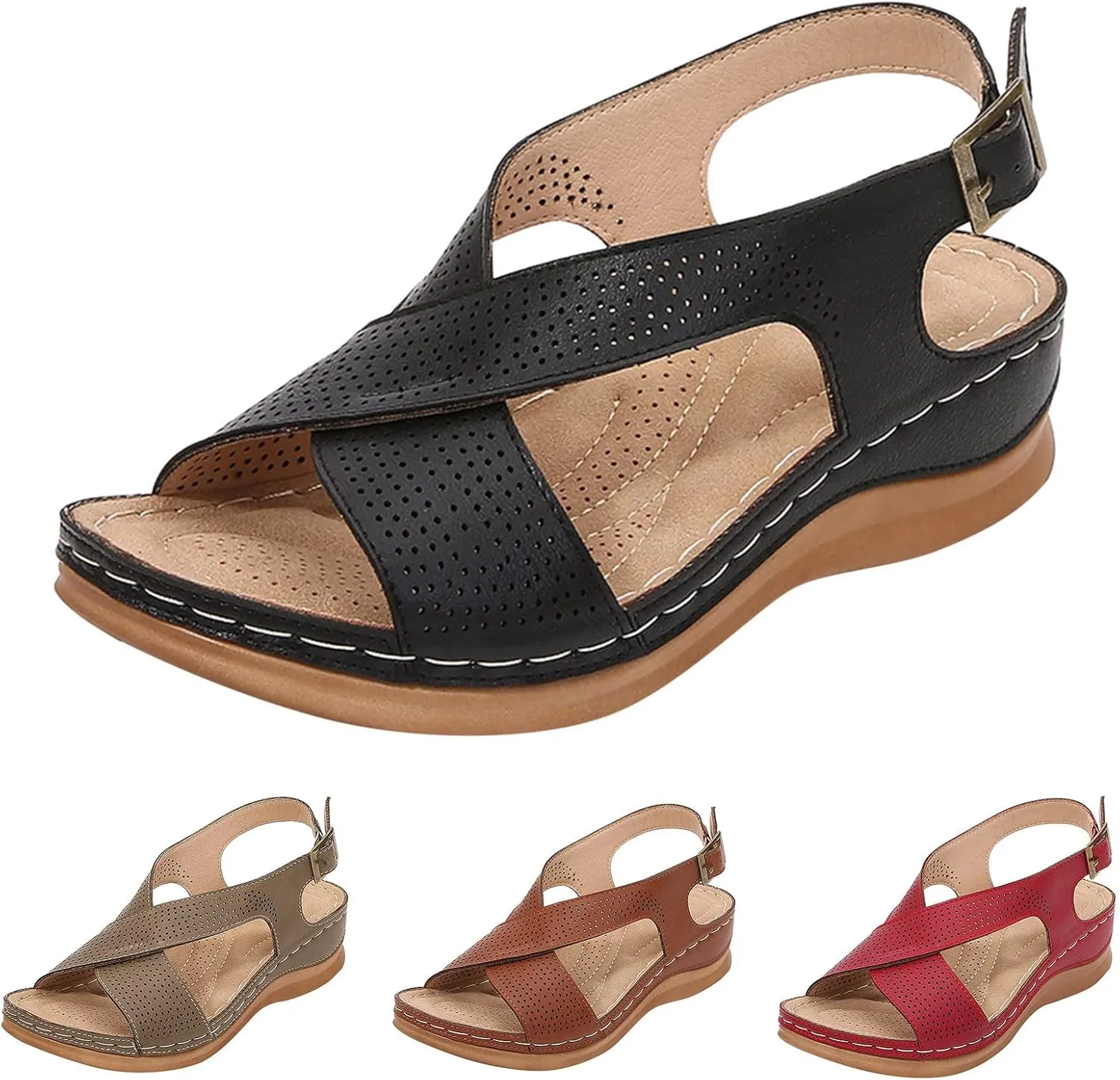 Espadrille Wedge Sandals for Women Low Heel Closed Toe Wide Sandals for Women Wide Width Espadrille Heels Womens Black Platform Wedge Sandals Sandals Womens Dressy Comfy Wide Width Sandals Women