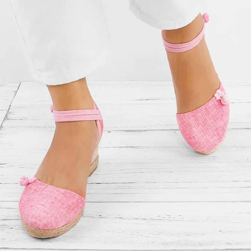 Espadrille Wedge,Womens Wedges Sandals Espadrilles Platform Closed Open Toe Ankle Strap Slingback Summer Casual Lace Up Buckle Retro Ankle-Tie Classic Low Heel 2025 Beach Dress Wedge Shoes