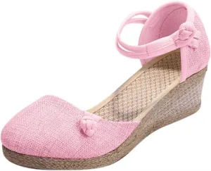 Espadrille Wedge,Womens Wedges Sandals Espadrilles Platform Closed Open Toe Ankle Strap Slingback Summer Casual Lace Up Buckle Retro Ankle-Tie Classic Low Heel 2025 Beach Dress Wedge Shoes