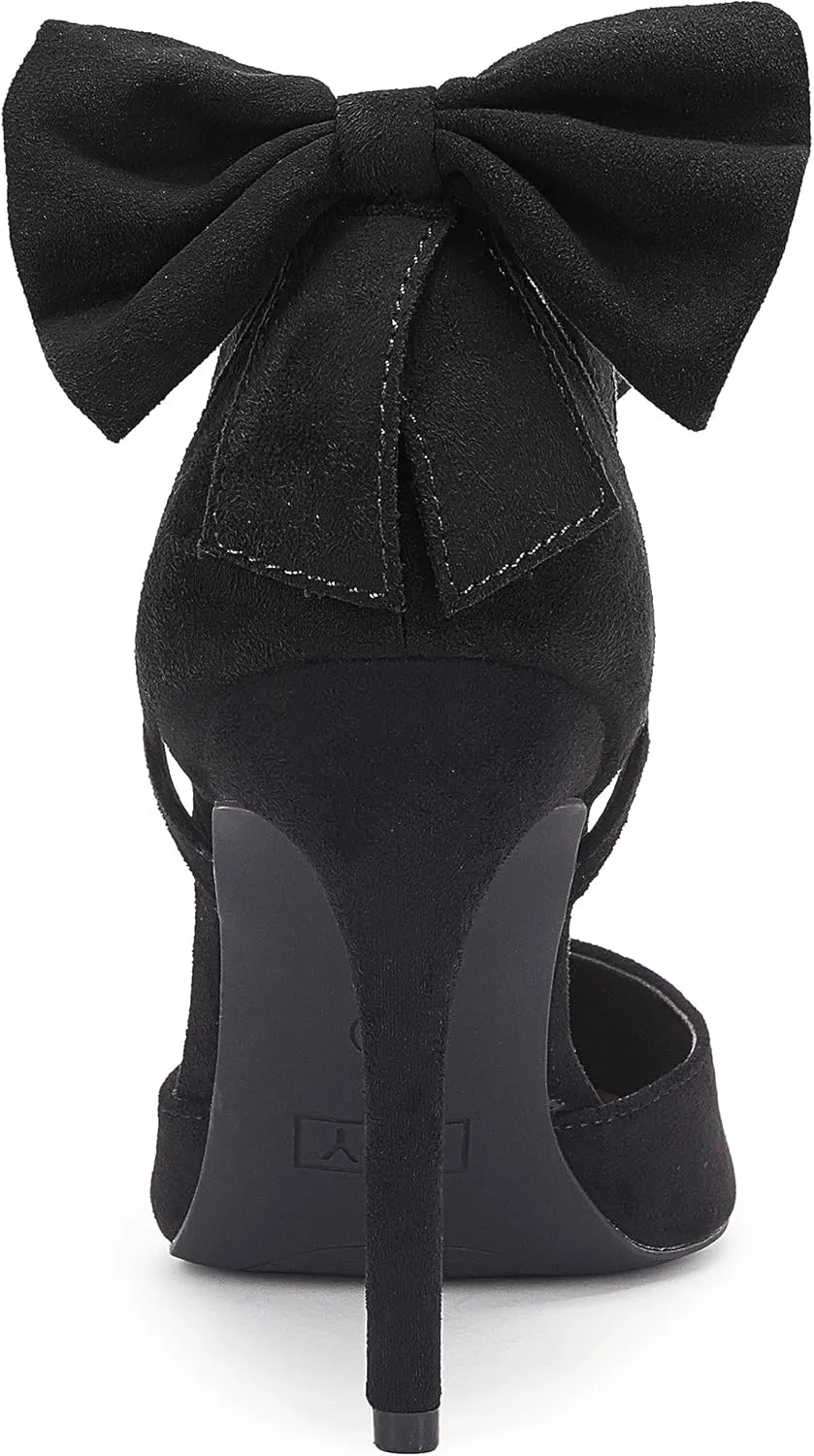 Fashare Womens High Heels Bow Tie Back Sexy Stiletto Ankle Strap Wedding Dress Pumps Shoes