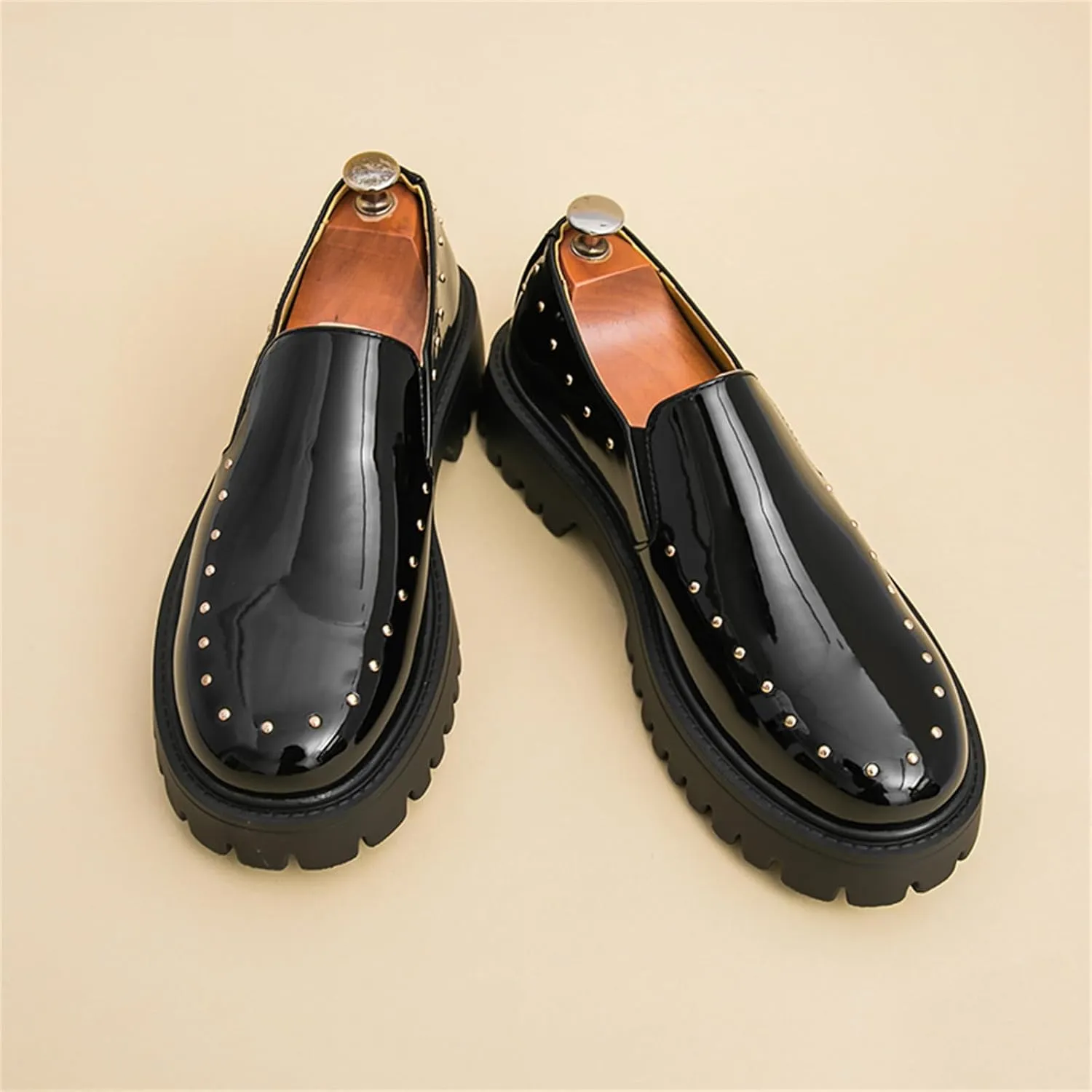 Fashion Sparkly Patent Leather Modern Round Toe Slip On Loafers for Men Lightweight Penny Formal Business Wedding Prom Dress Shoes
