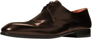 FSJ Men's Classic Shiny Leather Lace-Up Oxfords Modern Almond Toe Stacked Heel Formal Derby Business Dress Shoes Size 4-16 US