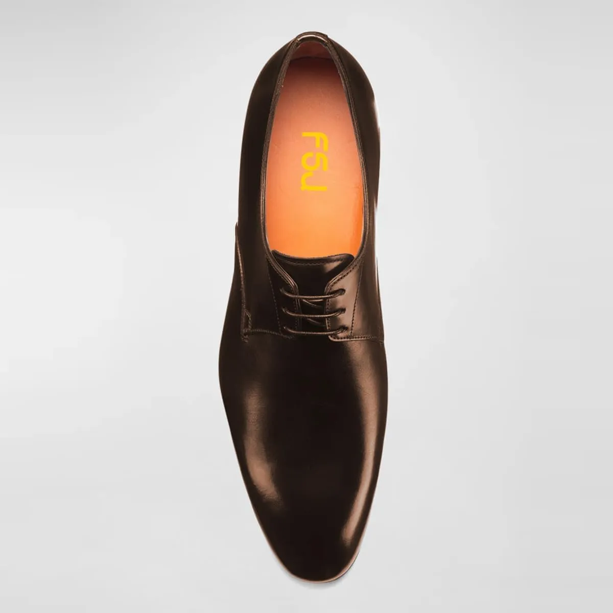 FSJ Men's Classic Shiny Leather Lace-Up Oxfords Modern Almond Toe Stacked Heel Formal Derby Business Dress Shoes Size 4-16 US