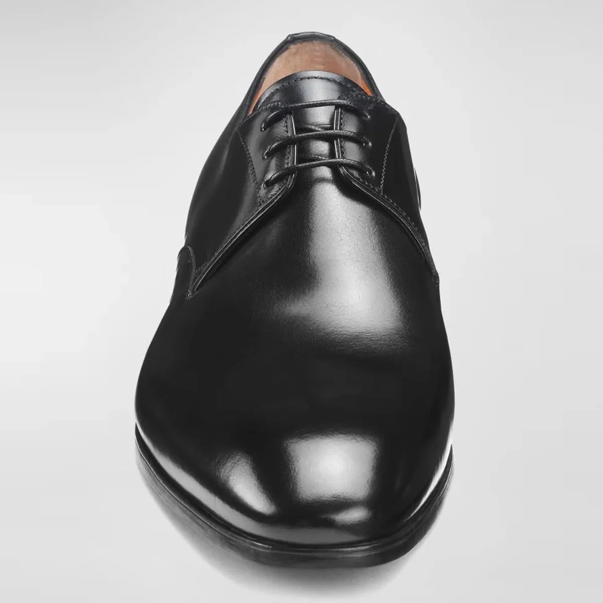 FSJ Men's Classic Shiny Leather Lace-Up Oxfords Modern Almond Toe Stacked Heel Formal Derby Business Dress Shoes Size 4-16 US