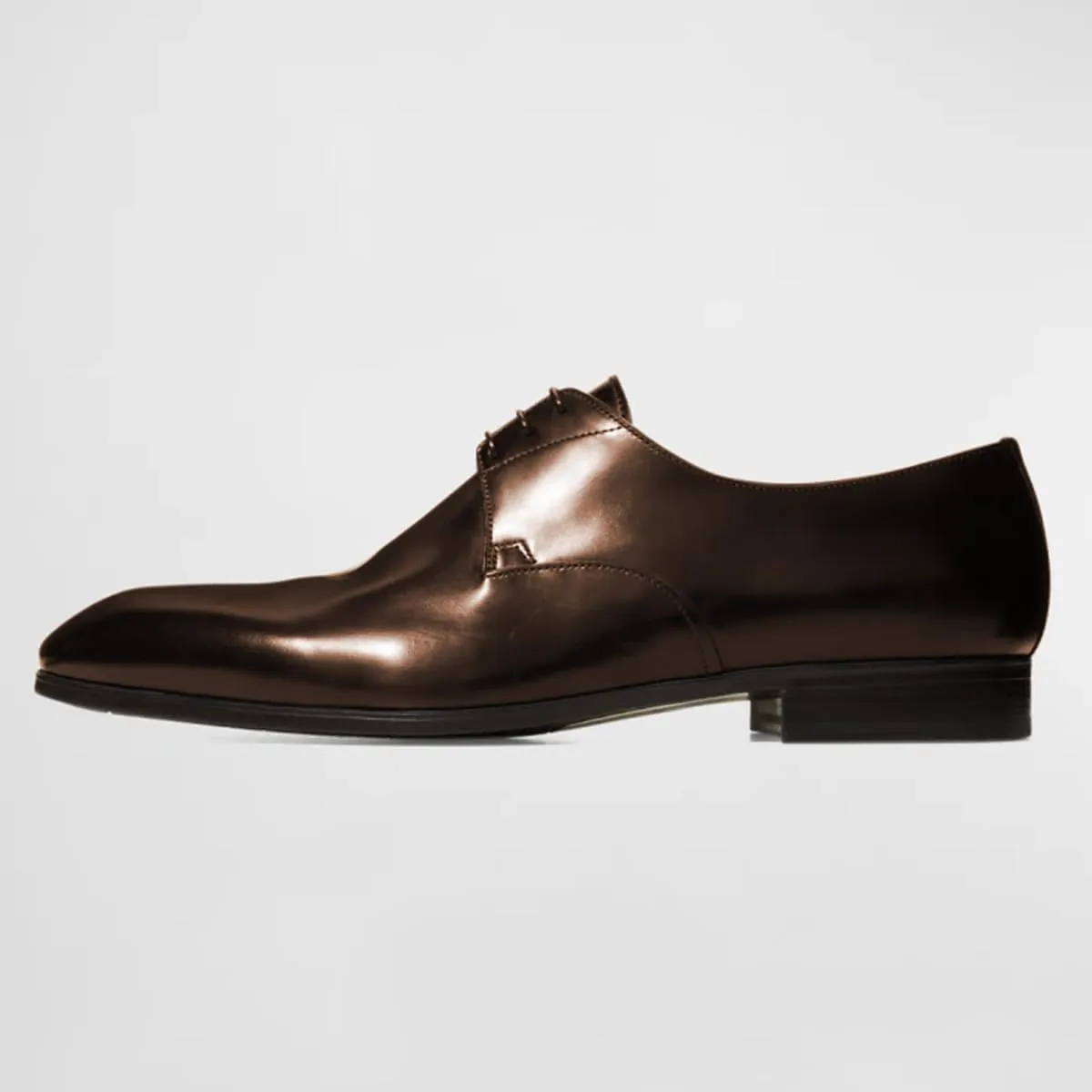 FSJ Men's Classic Shiny Leather Lace-Up Oxfords Modern Almond Toe Stacked Heel Formal Derby Business Dress Shoes Size 4-16 US