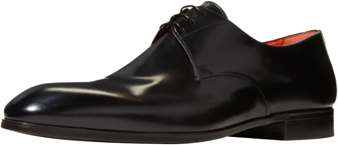 FSJ Men's Classic Shiny Leather Lace-Up Oxfords Modern Almond Toe Stacked Heel Formal Derby Business Dress Shoes Size 4-16 US