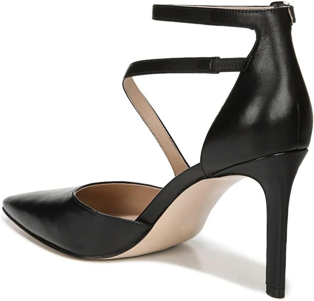 FYS Women Sexy Cross Strap Stiletto High Heel Ankle Strap Pumps Pointed Toe Sandals Dress Shoes for Ladies Bridal Dance Evening Prom Shoes Size 4-15 US