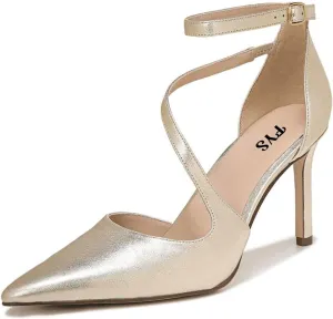FYS Women Sexy Cross Strap Stiletto High Heel Ankle Strap Pumps Pointed Toe Sandals Dress Shoes for Ladies Bridal Dance Evening Prom Shoes Size 4-15 US