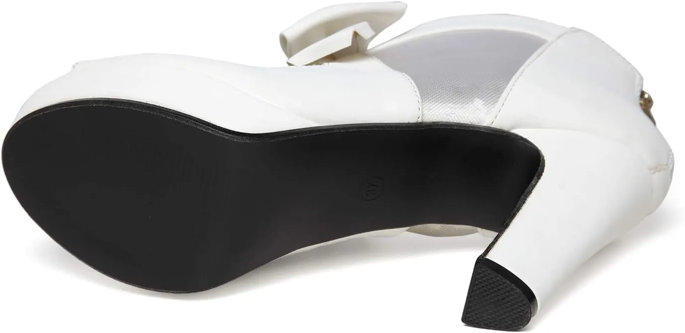 GATUXUS Open Toe Women Platform High Heel Shoes Bows Strappy Sandals