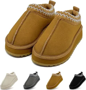 Girls Boys Snow Boots Kids Faux Fur Lined Winter Snow Fuzzy Classic Platform Fashion Anti-Slip Warm Winter Slip On Memory Foam Comfort Kid's Ankle Boot