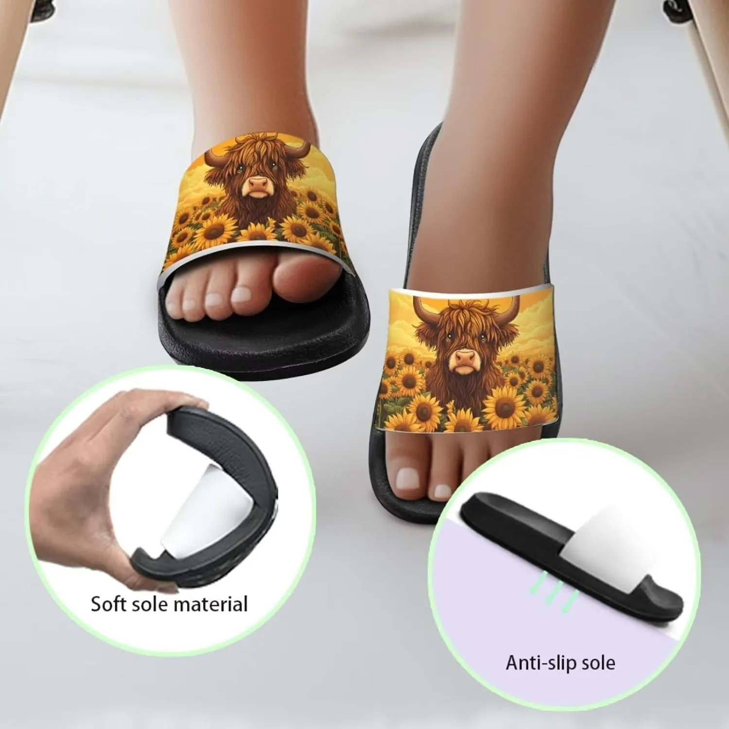 Girls Slip-On Sandals Lightweight Summer Slippers Non Slip Shower Shoes for Kids