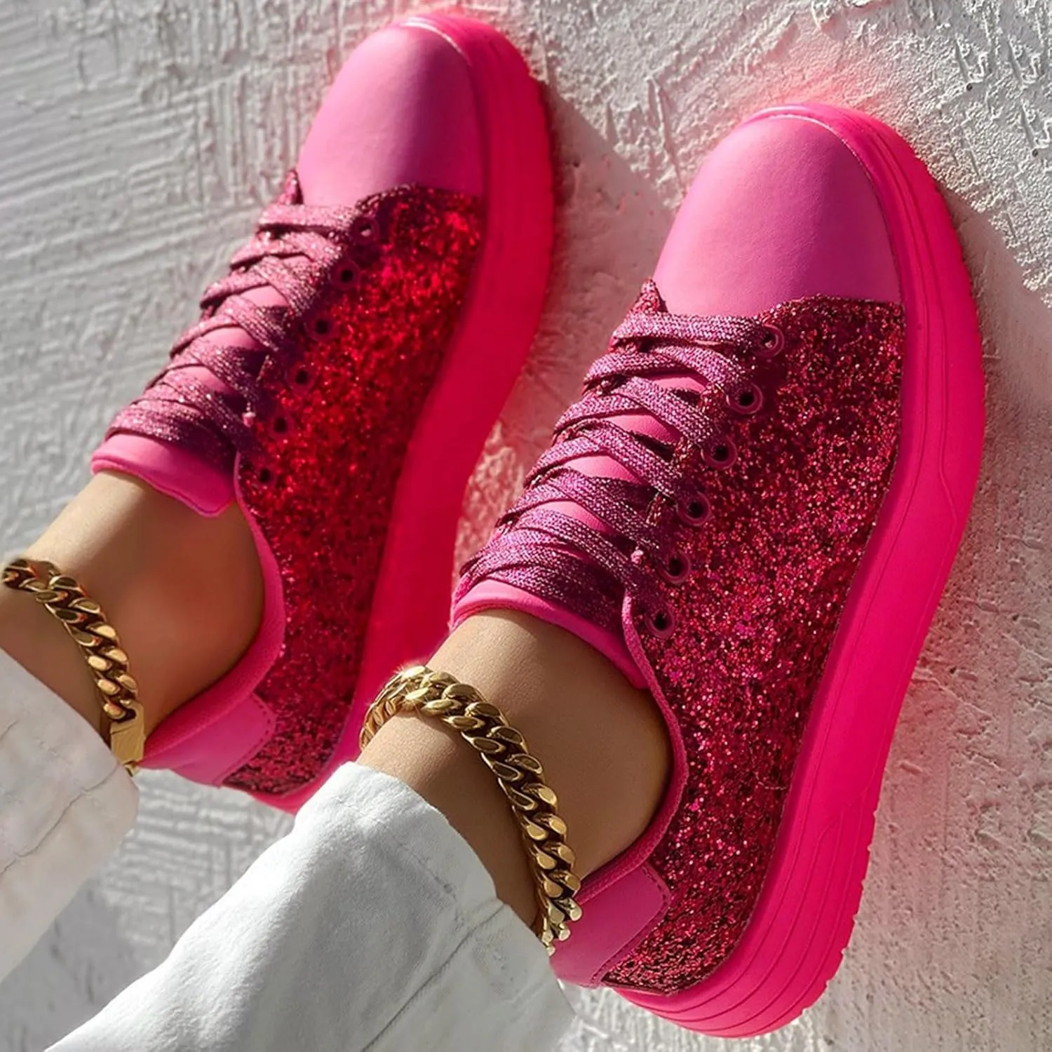 Glitter Sneakers for Women Shiny Casual Shoes Bling Sequin Concert Low Cut Lace up Shoe for Wedding Party Bride Dress