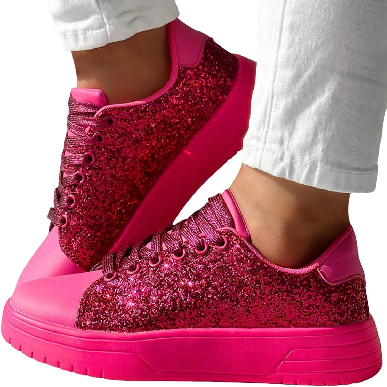 Glitter Sneakers for Women Shiny Casual Shoes Bling Sequin Concert Low Cut Lace up Shoe for Wedding Party Bride Dress