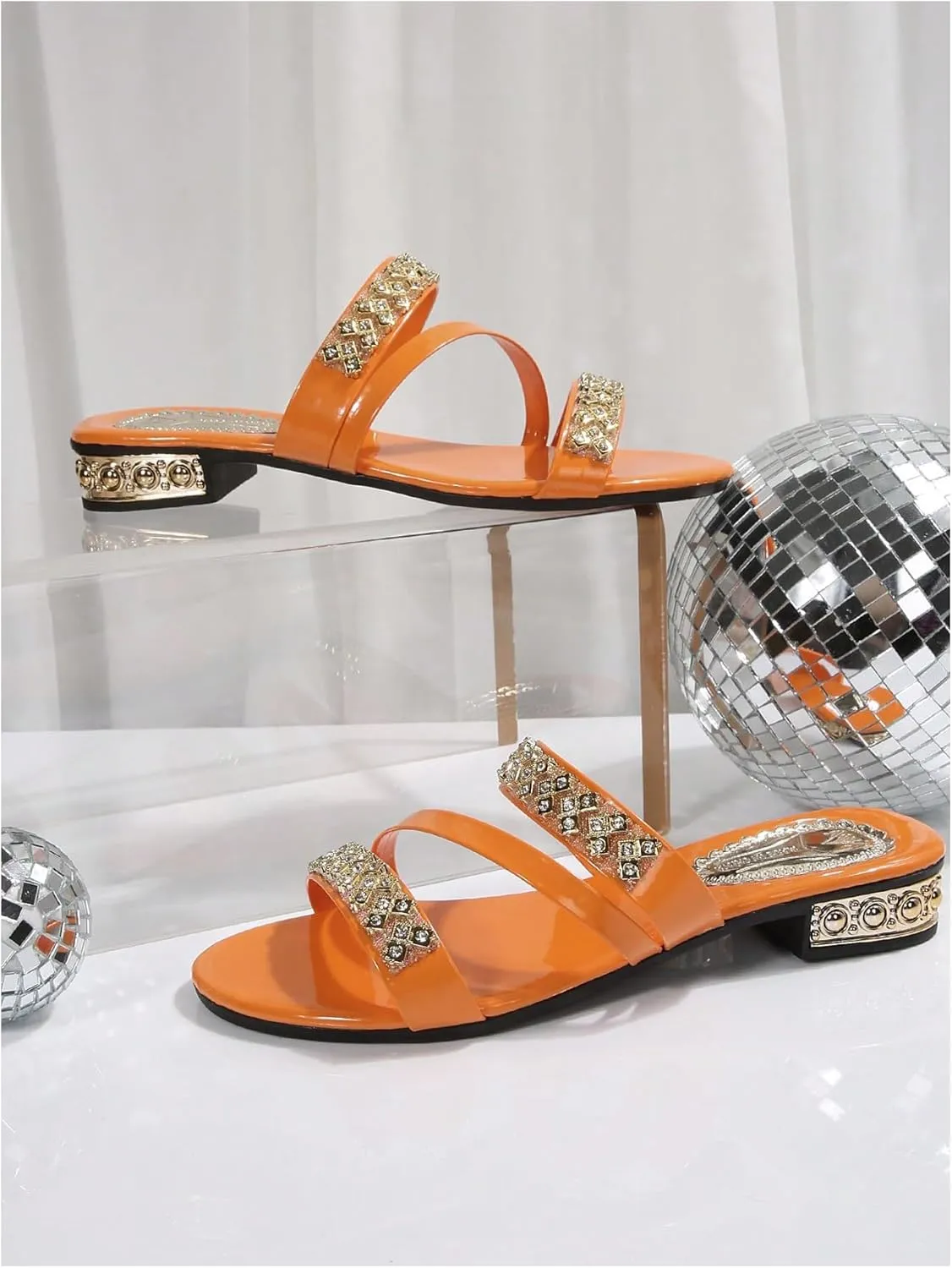 GORGLITTER Women's Gold Strappy Wedge Sandals 2025 Dressy Summer Sparkly Shoes