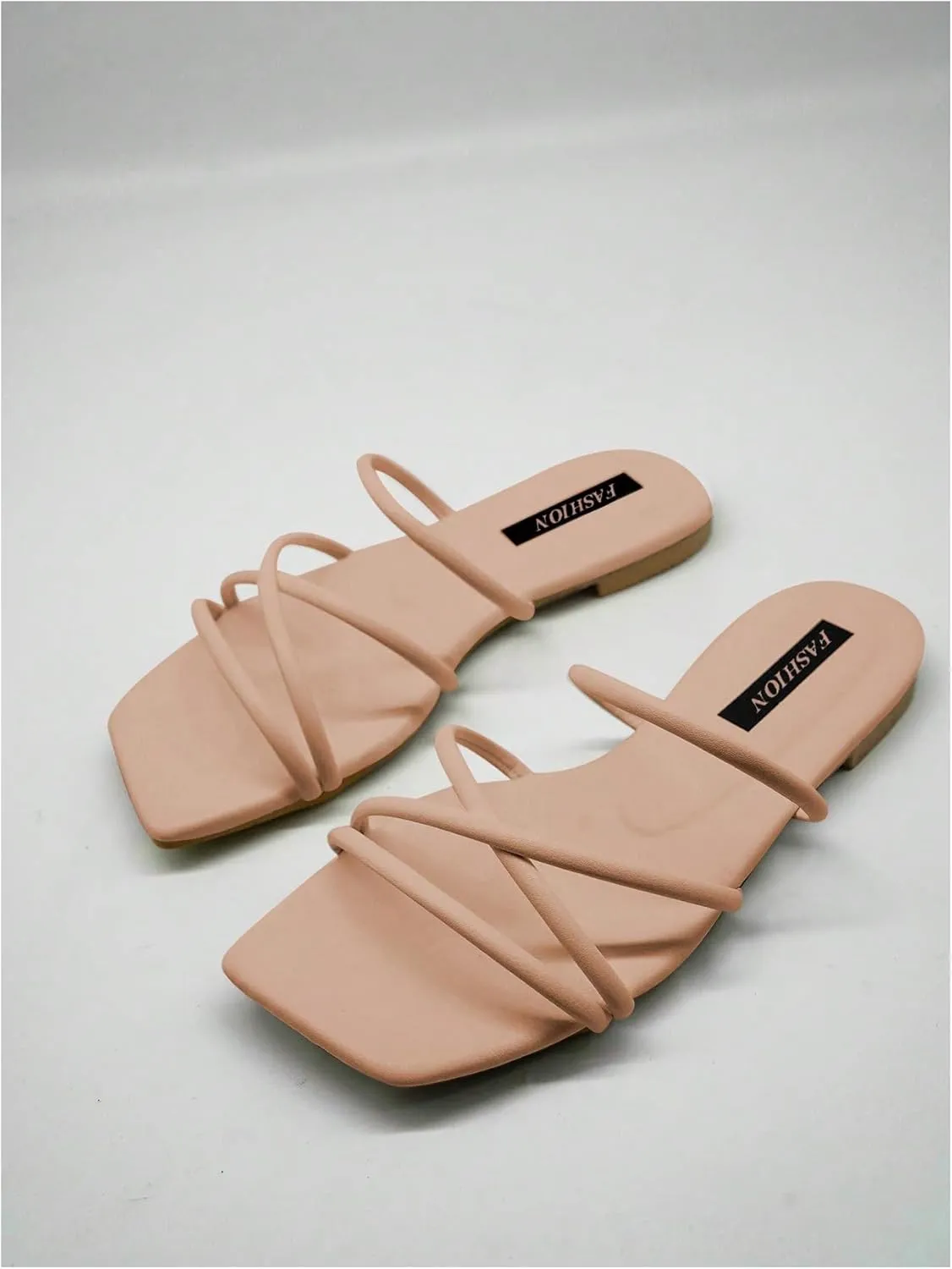 GORGLITTER Women's Strappy Sandals Criss Cross Flat Dress Open Toe Beach Slide Sandal