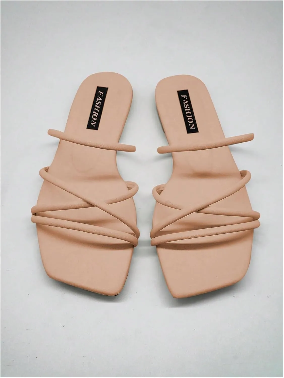GORGLITTER Women's Strappy Sandals Criss Cross Flat Dress Open Toe Beach Slide Sandal