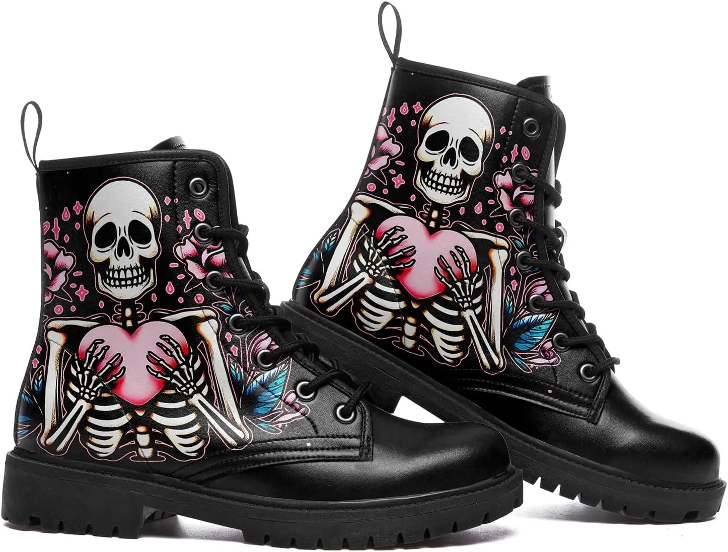 Gothic Lolita Women's Ankle Boots - Black, Round Toe, Block Heel, Lace-Up Booties - Gothic Boots Model