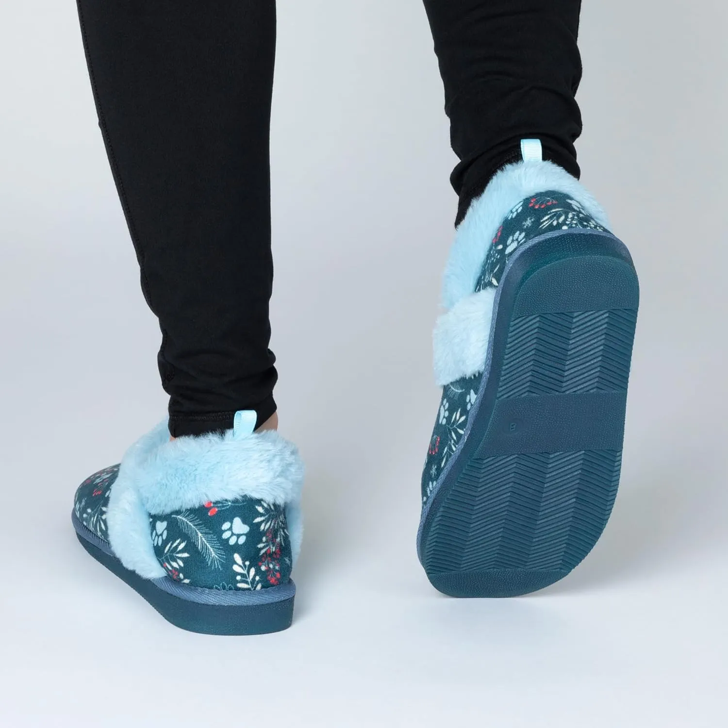 GreaterGood Paw Print Faux Fur Lined Indoor/Outdoor Slippers