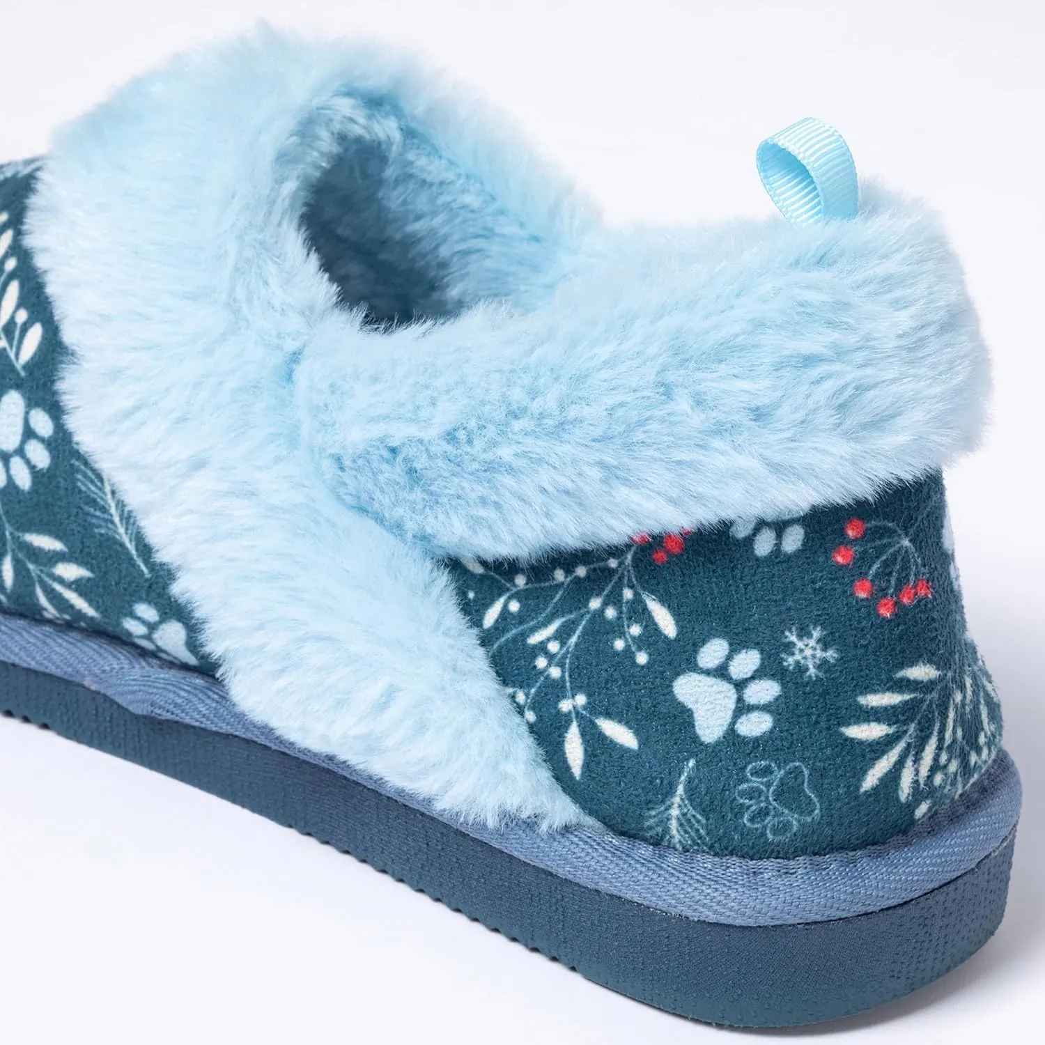 GreaterGood Paw Print Faux Fur Lined Indoor/Outdoor Slippers